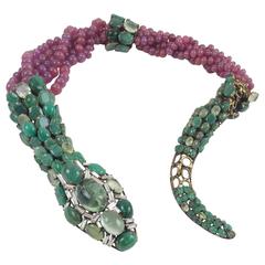 Necklace by Iradj Moini, with a Blend of Emerald, Ruby and Swarovski Crystal