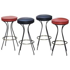 Set of Four Bar Stools, France, 1950