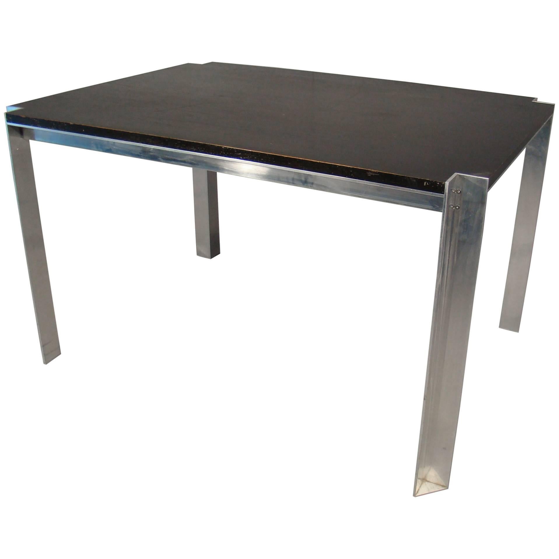 Georges Frydman, Steel Table with Lacquered Wood Top, Edition E.F.A For Sale