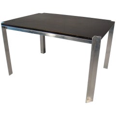 Table en acier avec plateau en bois laqué Georges Frydman, Édition E.F.A