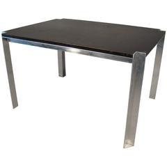 Georges Frydman, Steel Table with Lacquered Wood Top, Edition E.F.A