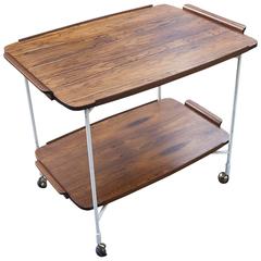 Swedish Folding Rosewood Bar Cart with Serving Tray 4