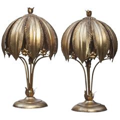 Hollywood Regency Brass Table Lamps