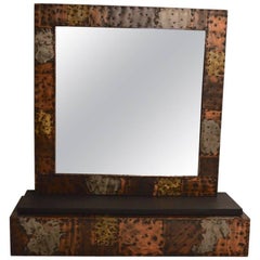 Vintage Paul Evans Brutalist Mirror and Shelf