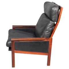 Illum Wikkelso, Eilersen, Palisander and Leather Capella High Back Lounge Chair