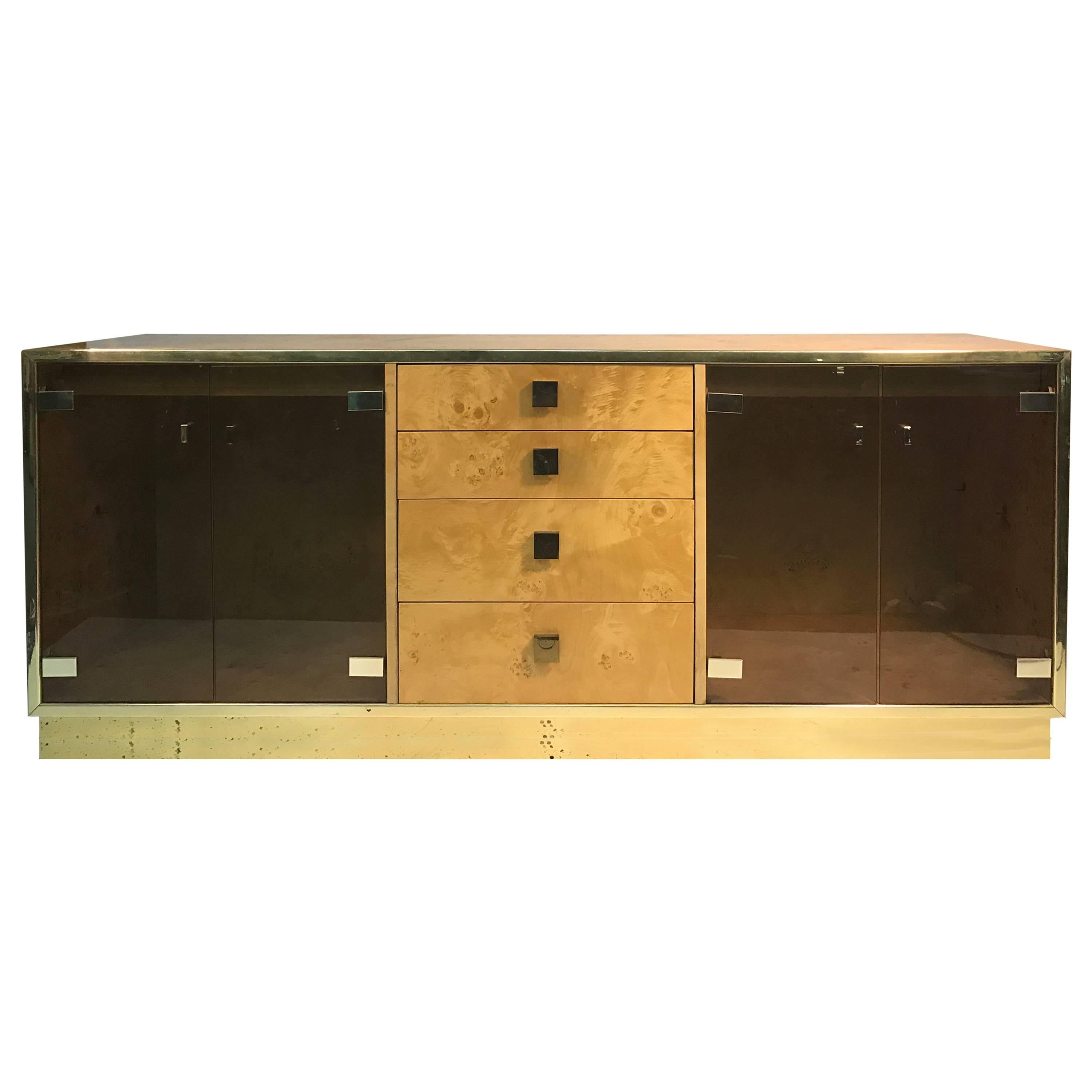 Magnificent Burl Wood Four-Drawer Sideboard or Credenza by Milo Baughman For Sale