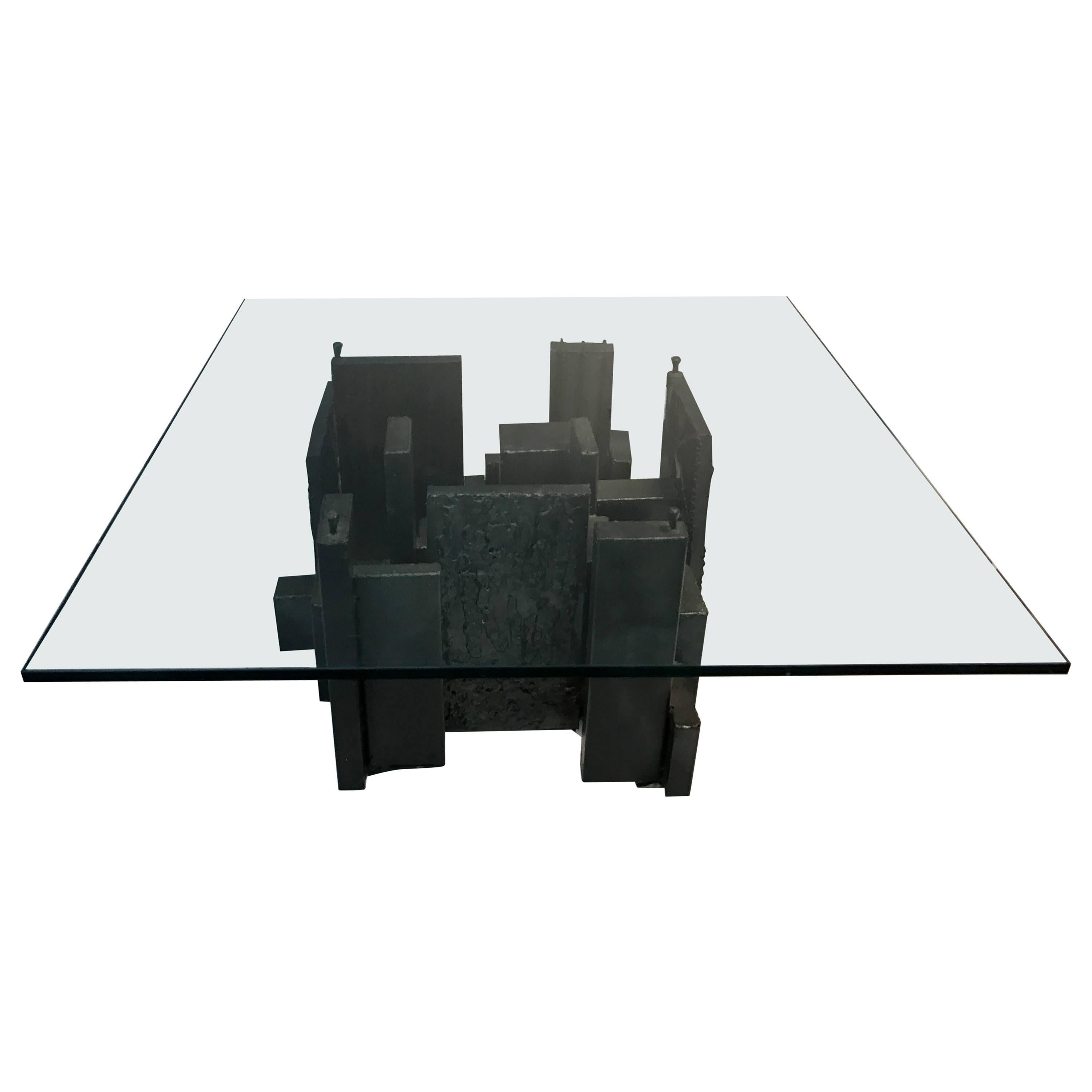 Incredible Sculpted Paul Evans Coffee Table with Brutalist Bronze Finish For Sale