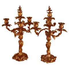 Pair of Art Nouveau Bronze Candelabra