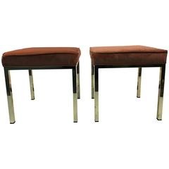 Sensational Pair of Paul McCobb Style Brass Stools