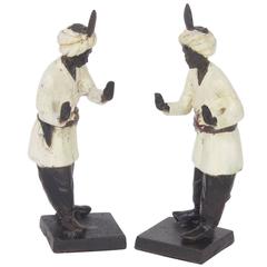 Vintage Anglo-Indian Style Cast Iron Figural Bookends