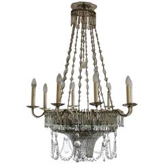 19th Century French Eight-Branch Crystal Basket Chandelier