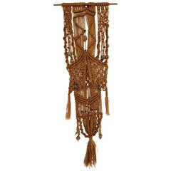 Vintage 1960s Jute Macrame Wall Hanging Tapestry