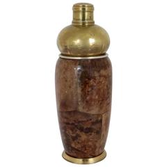 Vintage Aldo Tura Italian Lacquered Brown Goatskin and Brass Cocktail Shaker
