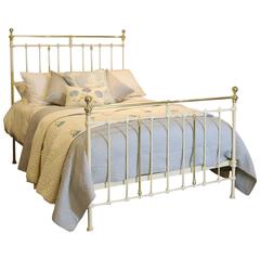 Antique Brass and Iron Bed Finished in Cream, MK90