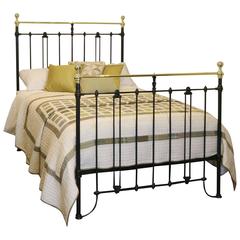 Antique Double Brass and Iron Bed in Black MD45