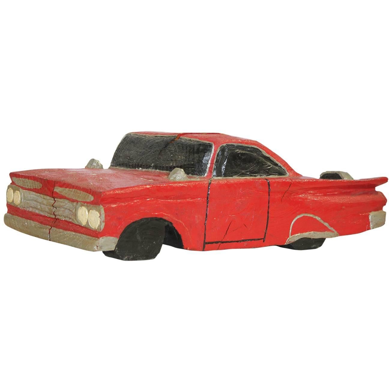 Vintage American Hand-Carved Wood Car Silhouette For Sale