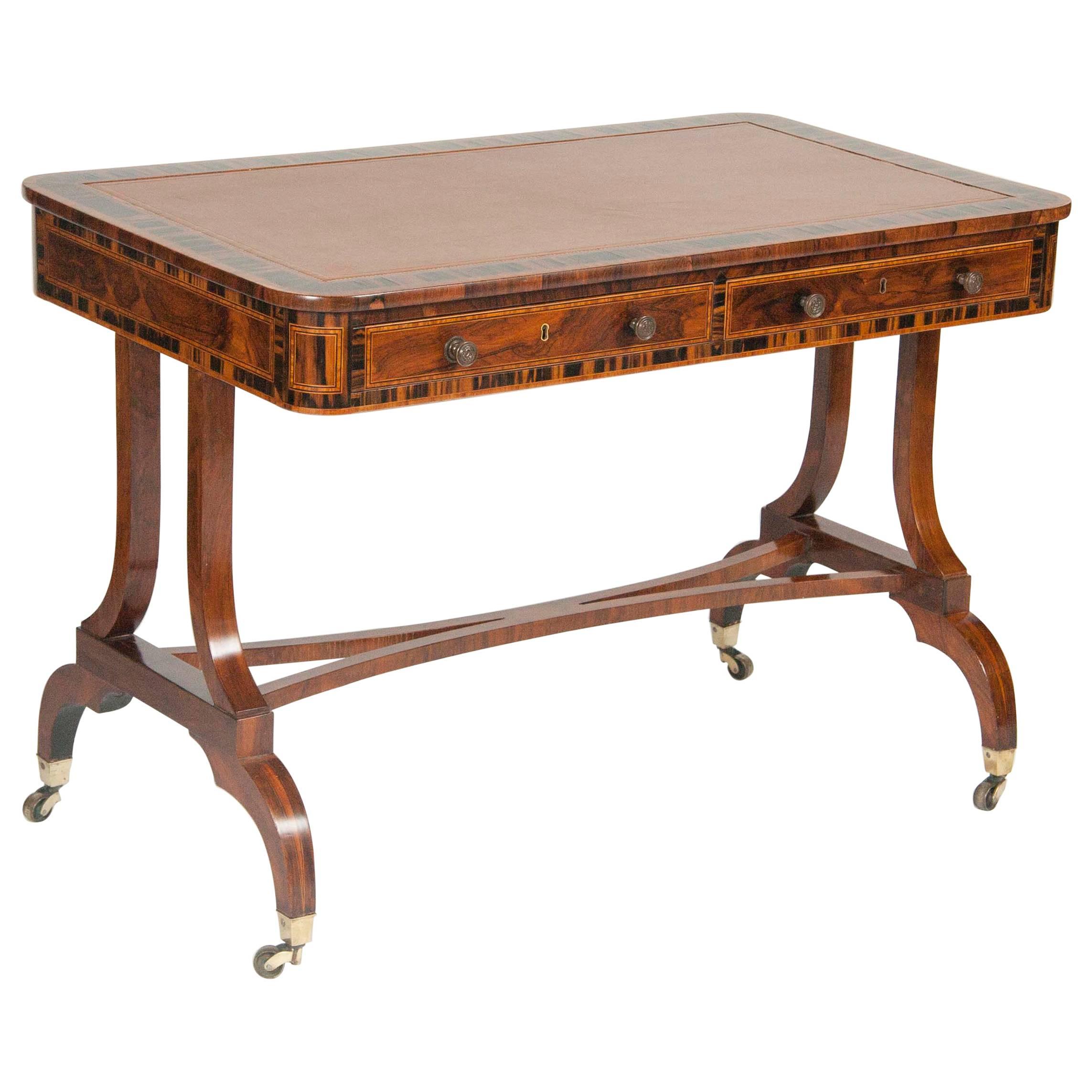 Rosewood and Calamander Regency Library Table For Sale