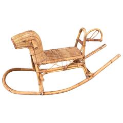 Vintage Rattan Child's Rocking Horse