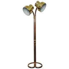 Brass Double "Bumling" Goose-Neck Floor Lamp by Anders Pehrson for Ateljé Lyktan