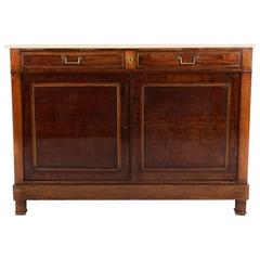Antique French Mahogany 19th Century Marble-Top Buffet