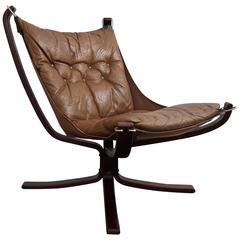 Vintage Low-Backed X-Framed Sigurd Ressell Falcon Chair for Vatne Mobler