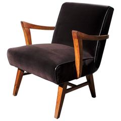 Wormley for Dunbar Style Armchair in Brown Micro Velvet