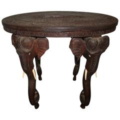 Sculptural Elephant Head Rosewood Carved Occasional Table