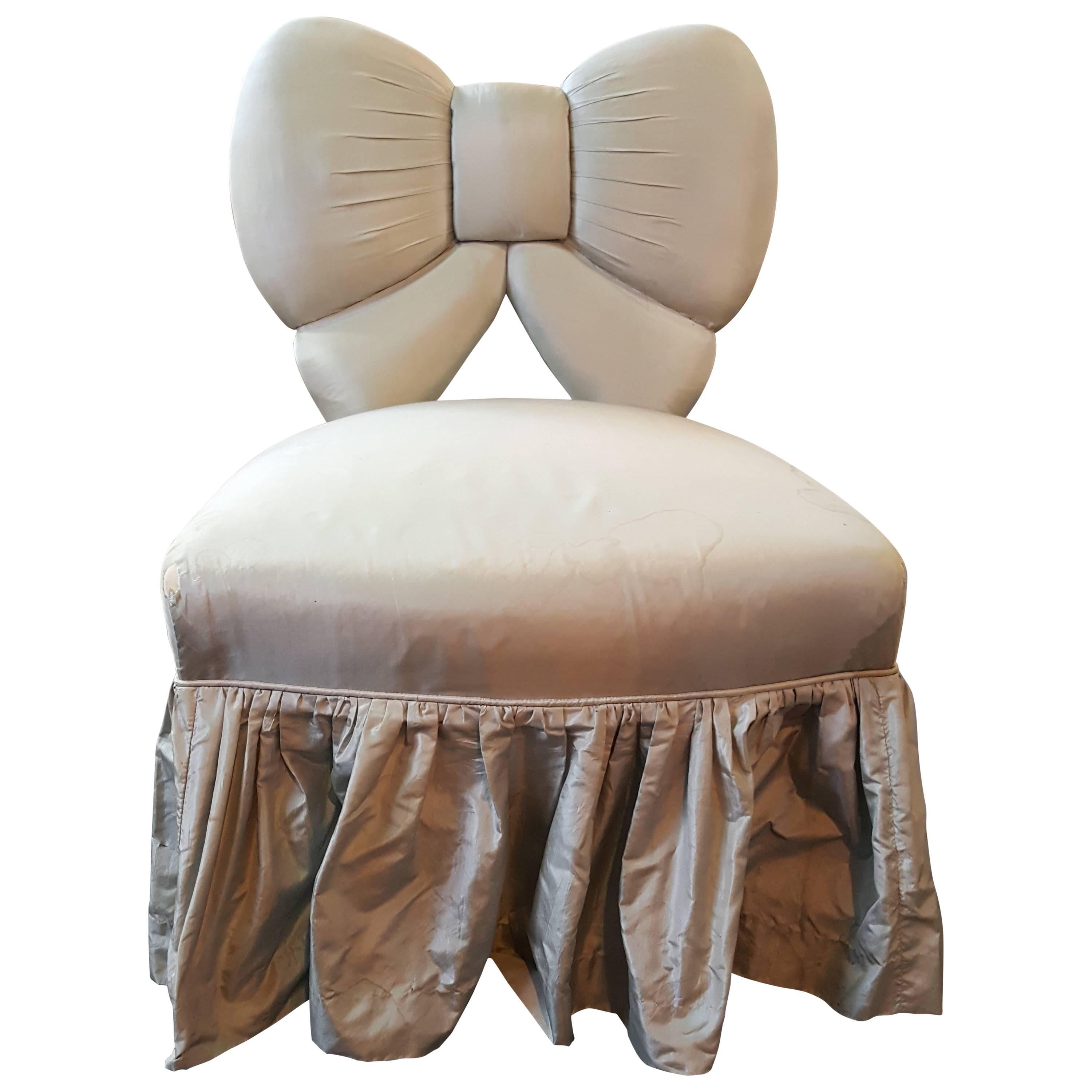 Unique Slipper Chair with Bow Backrest For Sale