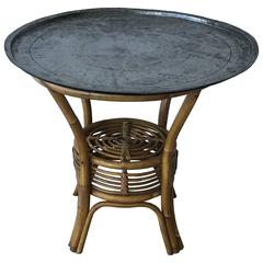 mid century tray tables Mid-Century Tray Table on Bamboo and Rattan Base