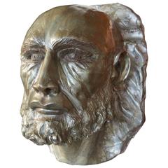 Metalized Sculpture / Bust of a Mean and Devilish Looking Mephisto like Man 8