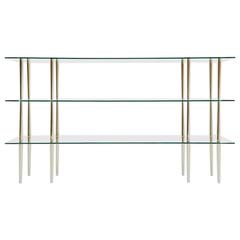 Italian Glass and Brass Console Table, 1950
