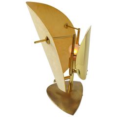Early 1950s Italian Table Lamp All Brass Structure with Parchemin Shade 3