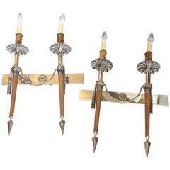 Handsome Pair of Regency Silver Plate and Leather Sconces 7