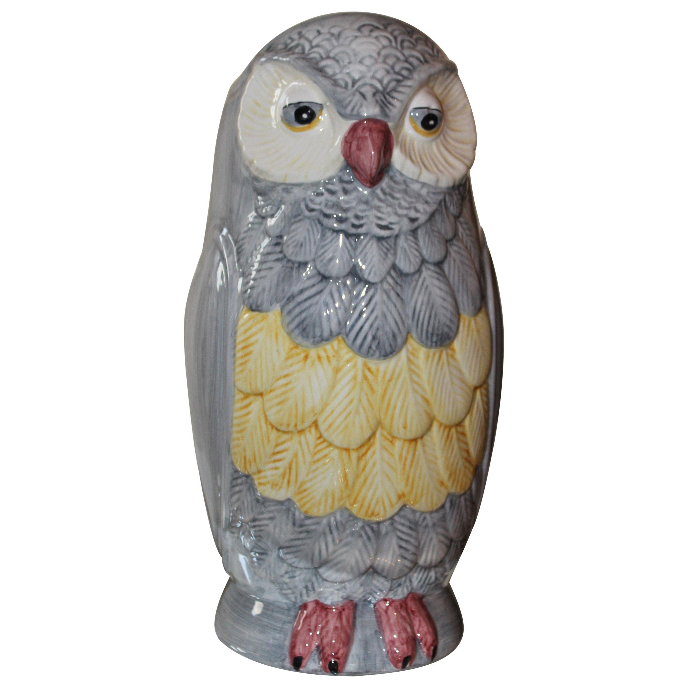 Italian Ceramic Owl Vase Umbrella Stand For Sale