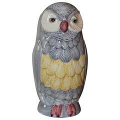 Vintage Italian Ceramic Owl Vase Umbrella Stand