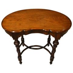 Antique Solid Rosewood Victorian Period Kidney Shaped Occasional Table