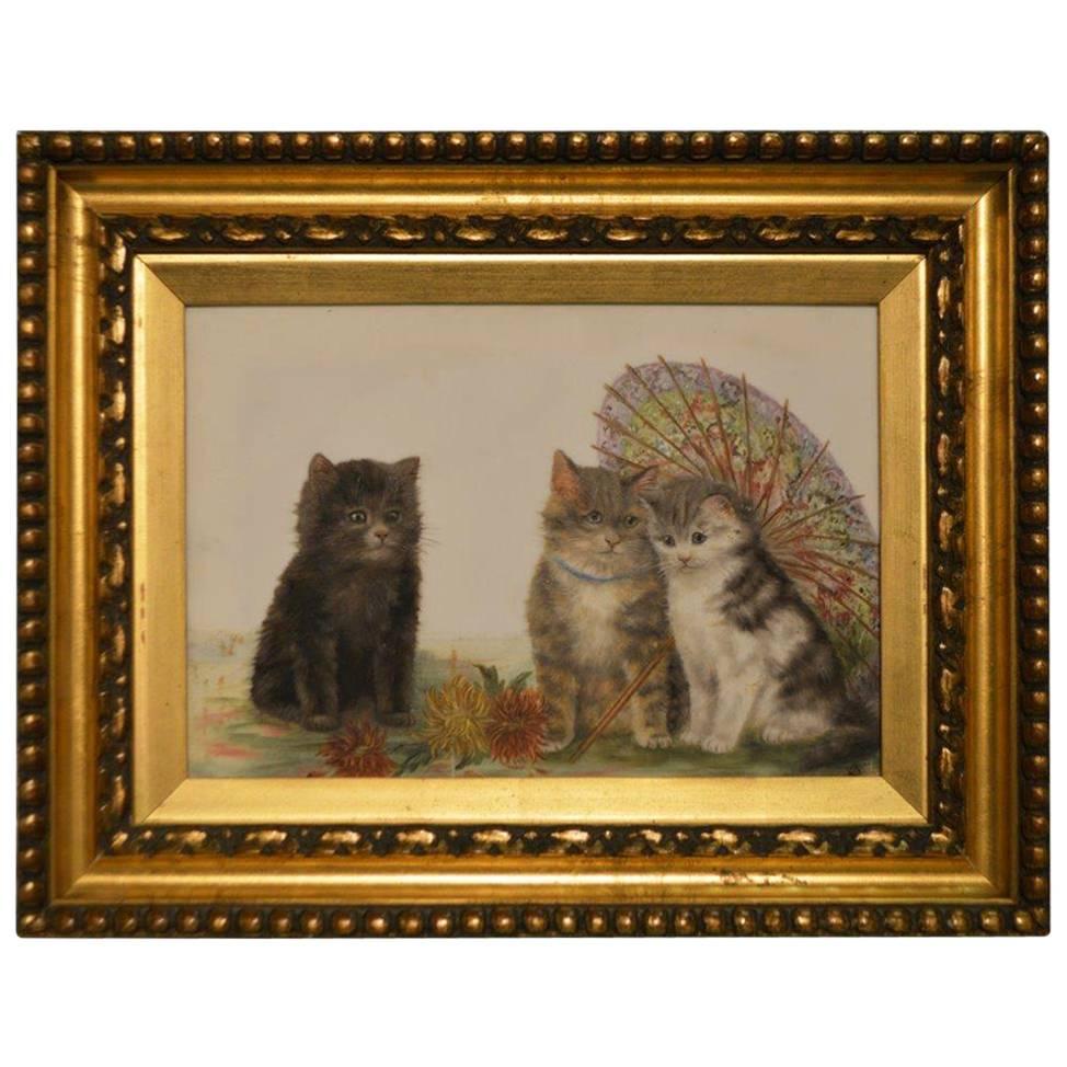 Small Oil Painting of Kittens by Bessie Bamber