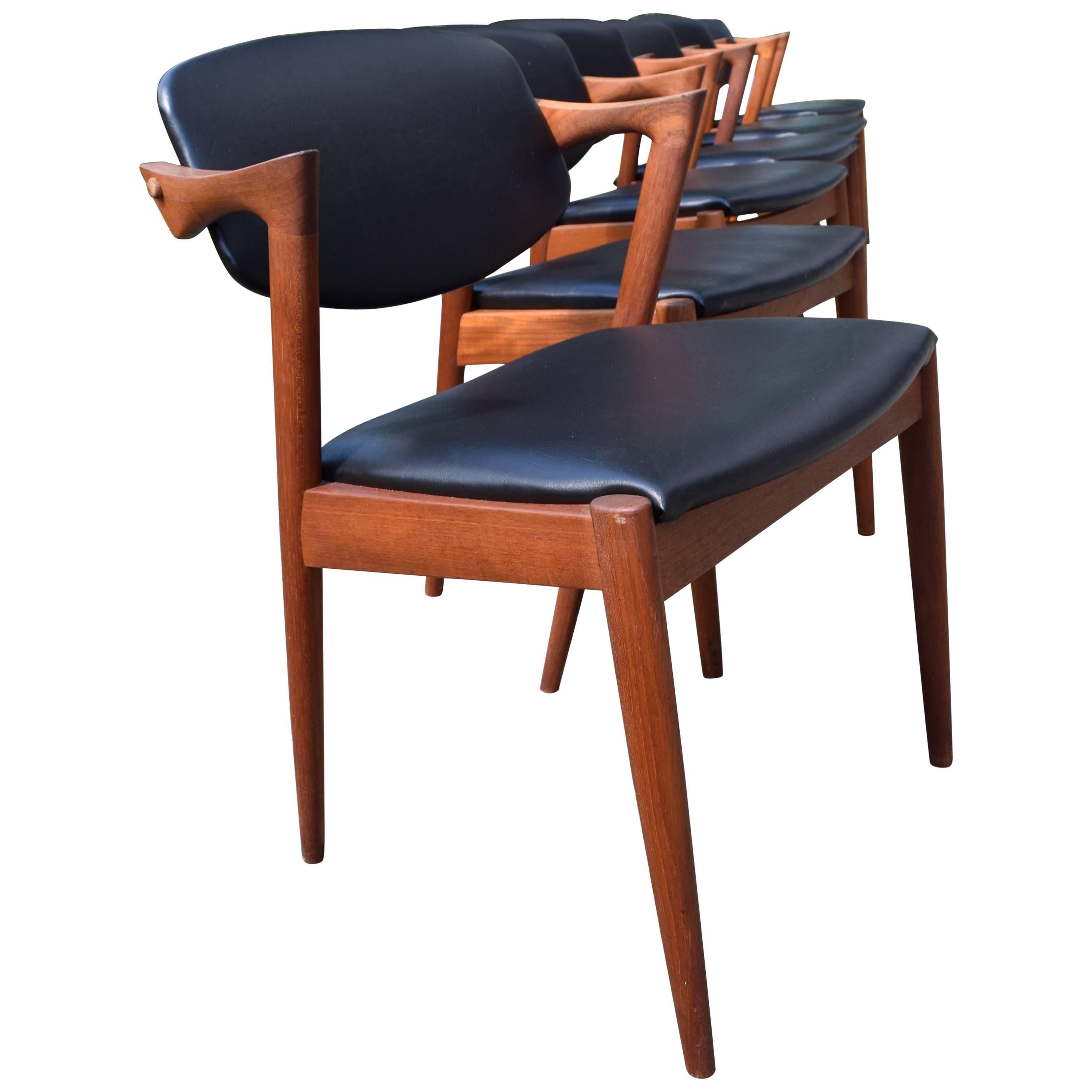 Mid-Century No. 42 Dining Chairs, Kai Kristiansen for Schou Andersen, Set of Six For Sale