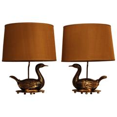 Pair of Ceramic Duck Table Lamps 1970 12