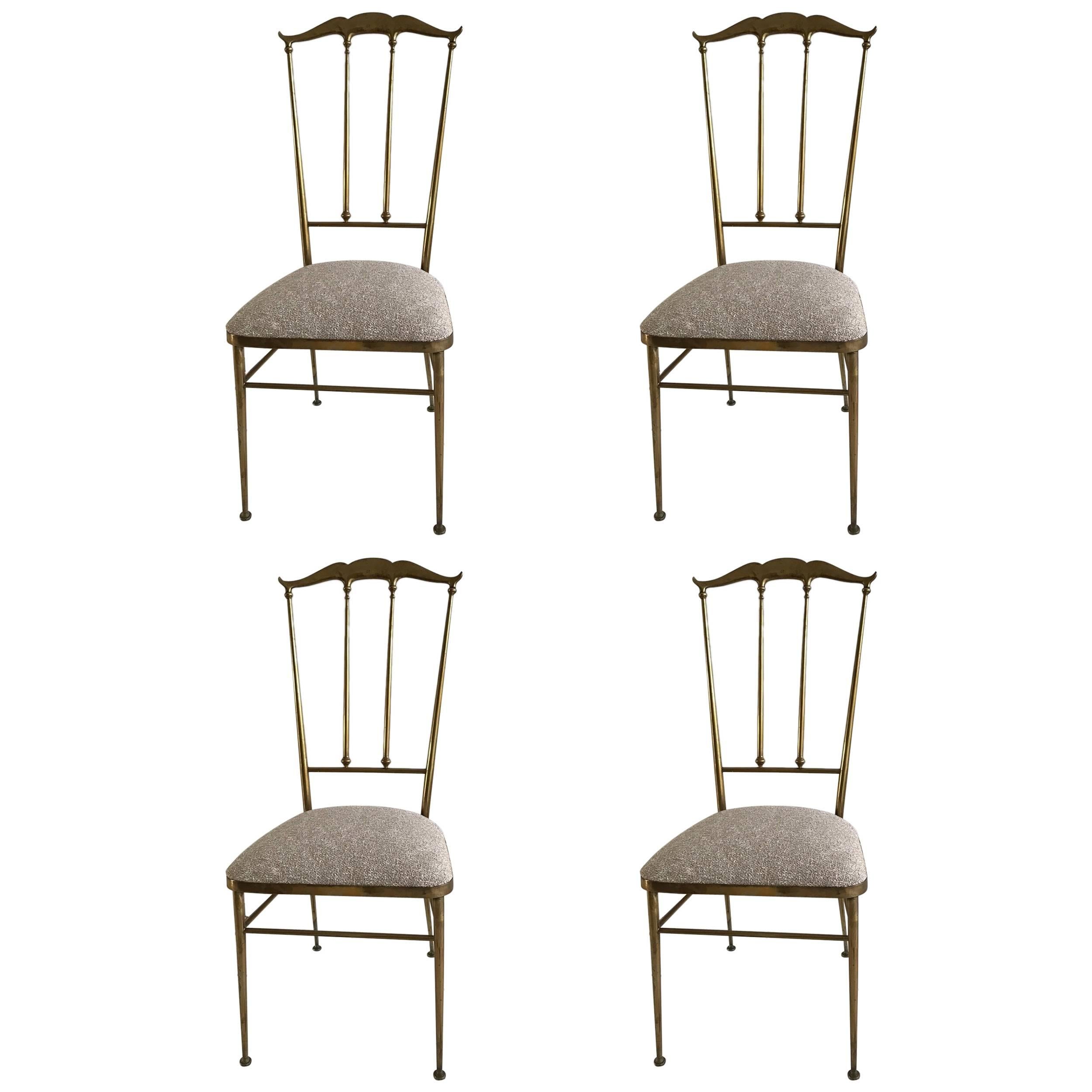 Maison Jansen Set of Four Brass Chairs, circa 1950 For Sale