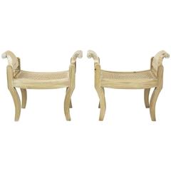 Pair of Swedish Rococo Style White Glazed Pine Benches 6