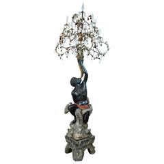 Superior Venetian Carved Paint and Parcel-Gilt Blackamoor Torchiere Candelabra 12