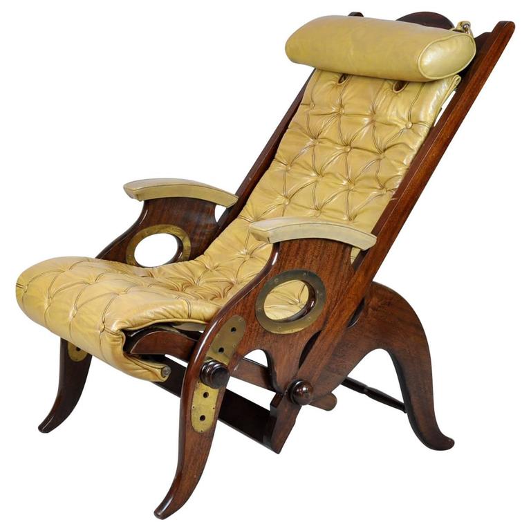 Deck Chair with Adjustable Seat by or in the Manner of Jean-Pierre Hagnauer  at 1stDibs