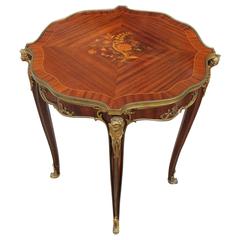 Fabulous Louis XV French Table with Bronze Ormolu with Floral Inlay