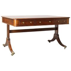 19th Century English Mahogany Leather-Topped Partner's Desk