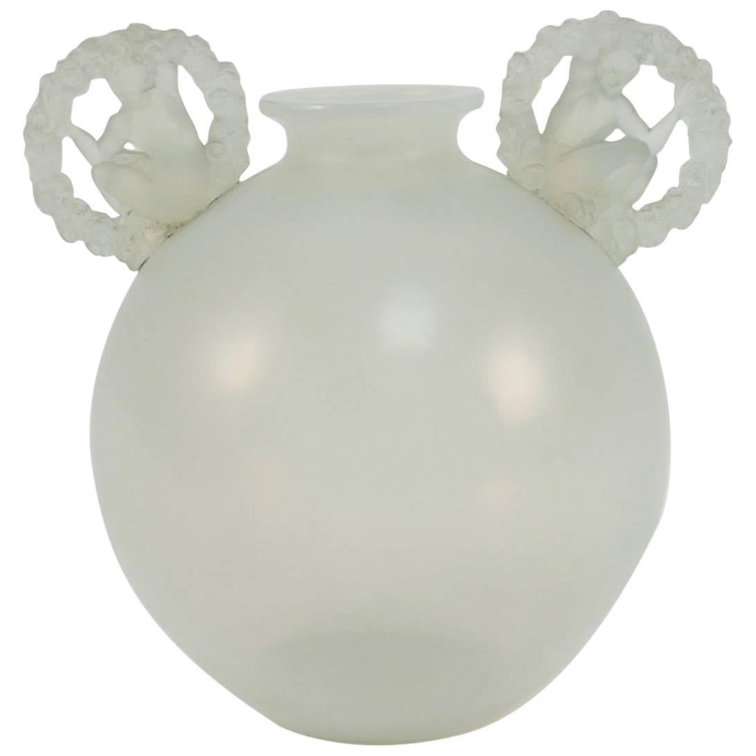 Rene Lalique "Ronsard" Opalescent Vase, 1926 For Sale