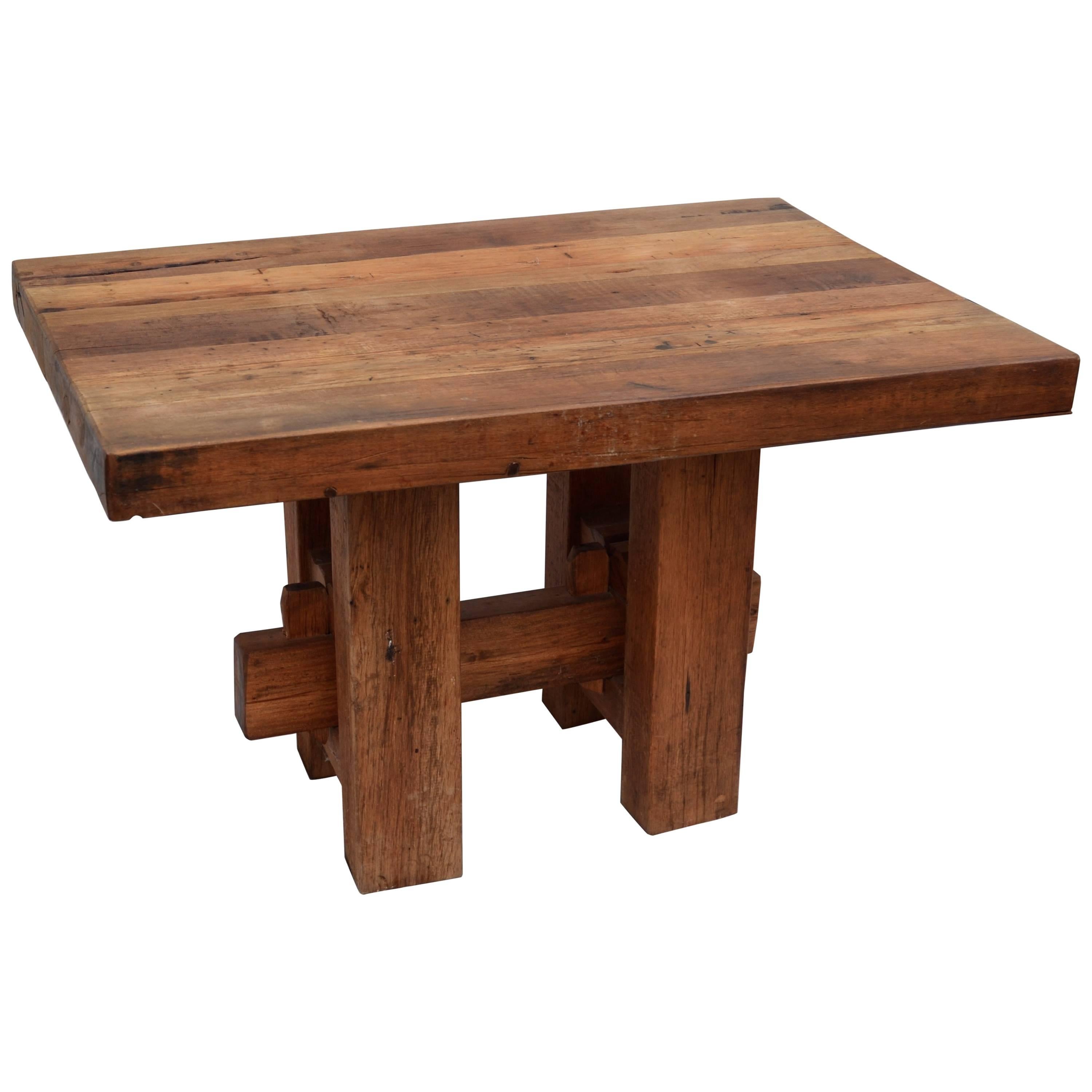 Heavy Hewn Studio Furniture Oak Table For Sale