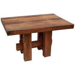 Vintage Heavy Hewn Studio Furniture Oak Table