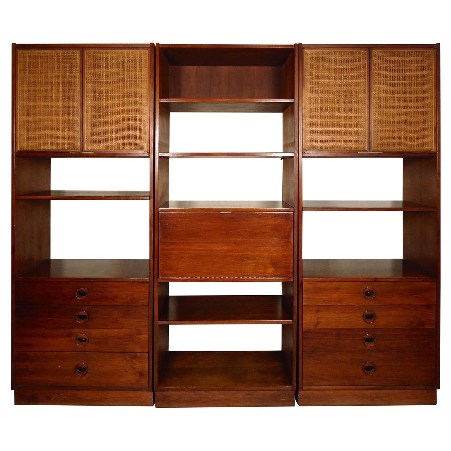 MidCentury Modern ThreePiece Wall Unit For Sale at 1stdibs