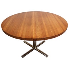 Retro Butcher Block Dining Table with Chrome Base